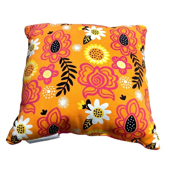 Sugar Skull Decorative Throw Pillow 2 Sided Flowers Embroidered 16"x 16" Pink - Picture 3 of 6